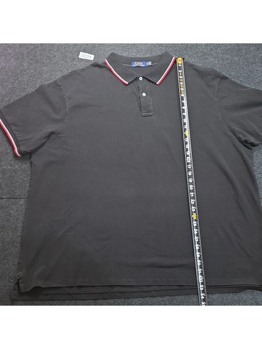 Polo Ralph Lauren Men's Polo Shirt 4XL Black Solid Cotton Knit Embroidered